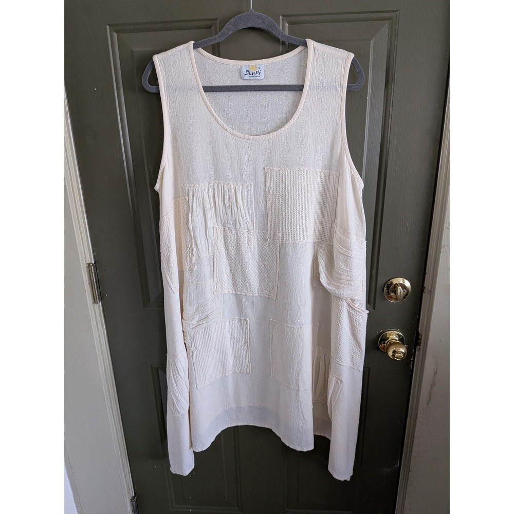 Dunes Cotton Neutral Patchwork Oversized Tunic Dress‎ Cream Medium/2